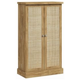 HOMCOM 41" Kitchen Pantry Storage Cabinet, Rattan Kitchen Storage with 12 Door Shelves, 5-Tier Shelving and Adjustable Shelves, Natural