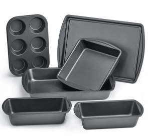 Mainstays 6 Piece Non-Stick Bakeware Sets, Easy for Release and Clean up, Carbon Steel, Gray