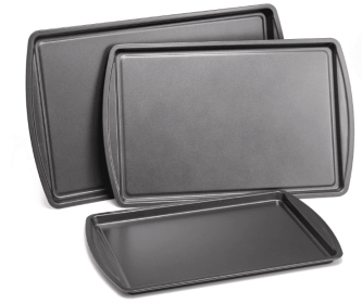 Mainstays 3PC Nonstick Cookie Set, 11.2" x 17.2", 10.2" x 15.2", 9.2" x 13.2", Gray