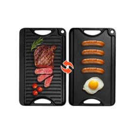 Rectangular BBQ Pan Cast Iron Reversible Grill Griddle