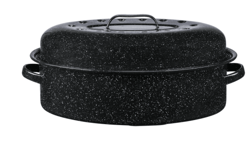 Granite Ware 18" Covered Oval Roaster, 15 Pound Capacity, Roasting Pan