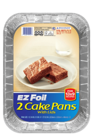 EZ Foil Cake Pans with Lids, Aluminum, 13 x 9 inch, 2 Count