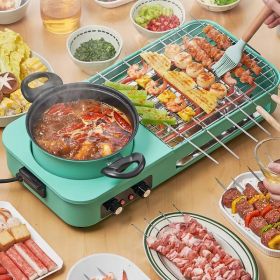 Electric Hot Pot with Grill,1600W 3-in-1 Smokeless Raclette Table Grill for Kitchen, Barbecue Shabu Hot Pot with Non-Stick Cooking Removable Plat (Option: As pic)