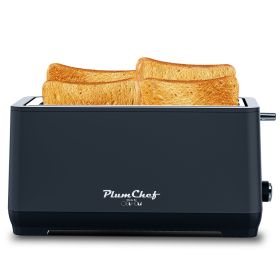 4-Slice Toaster, Extra Wide Long Slot, 6 Settings, Bagel, Defrost, Reheat, Removable Crumb Tray, Stainless Steel Housing, Matte Black (Option: KRT6031B)